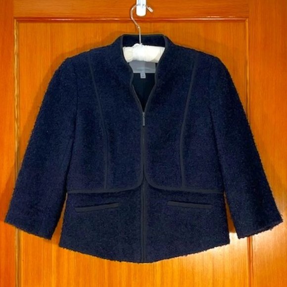 Classiques Entier unique, tailored navy blazer with black trim XS - Picture 1 of 16